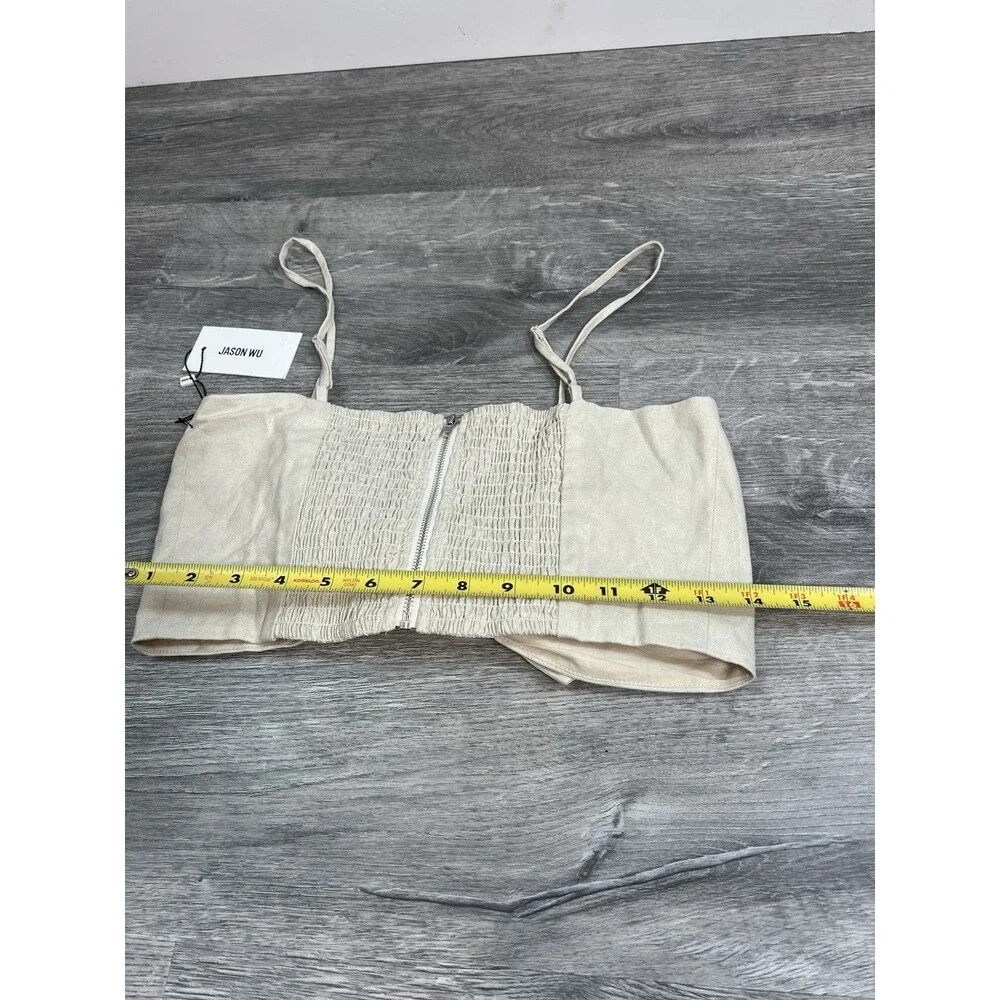 Jason‎ Wu Women’s Beige Crop Bow Top Beige Size medium NWT Designer Luxury Boho - Picture 8 of 9